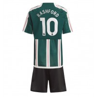 Camisa de time de futebol Manchester United Marcus Rashford #10 Replicas 2º Equipamento Infantil 2023-24 Manga Curta (+ Calças curtas)